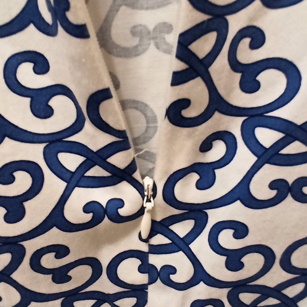 Vince Camuto Navy Blue White Print Sleeveless Cotton Dress Size 6 - Picture 10 of 16